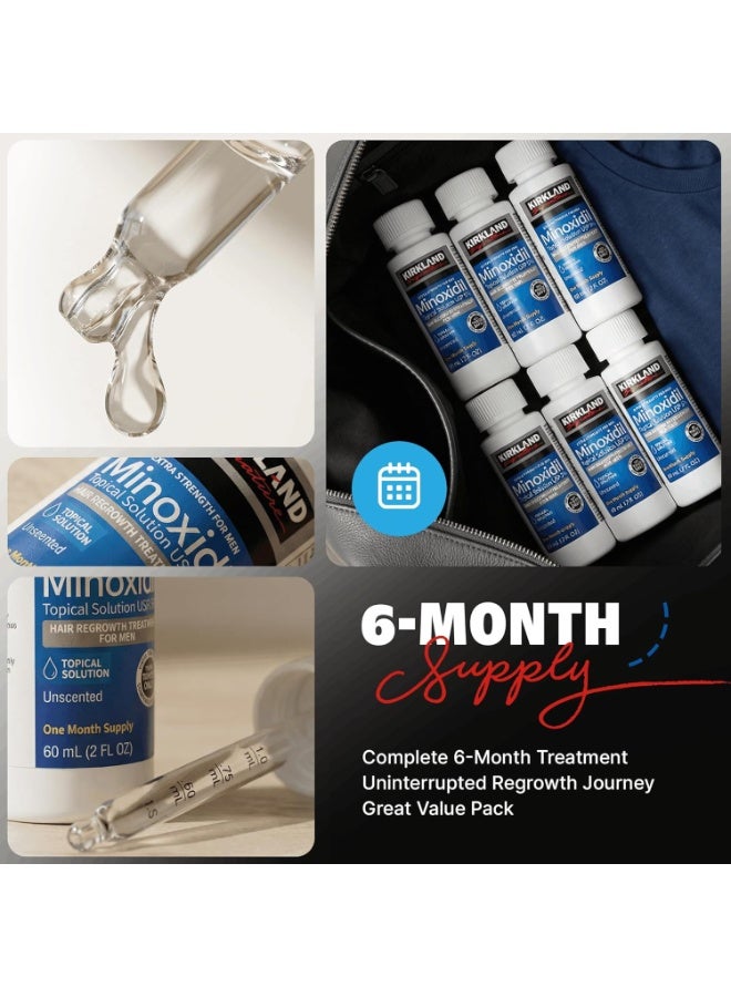 Kirkland Signature Minoxidil 5% Topical Solution for Men - 6 Month Supply (6 x 2 Fl Oz), Hair Regrowth Treatment with Dropper - Image 3