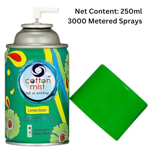 Cotton Mist Air Freshener Refill | Lemon Grass Fragrance | 250ML | 3000 Sprays | Ideal For Homes, Offices, Restaurant, Hotel, Mall, Saloon etc | Fits All Standard Dispensers except 225ML Dispenser - Image 2