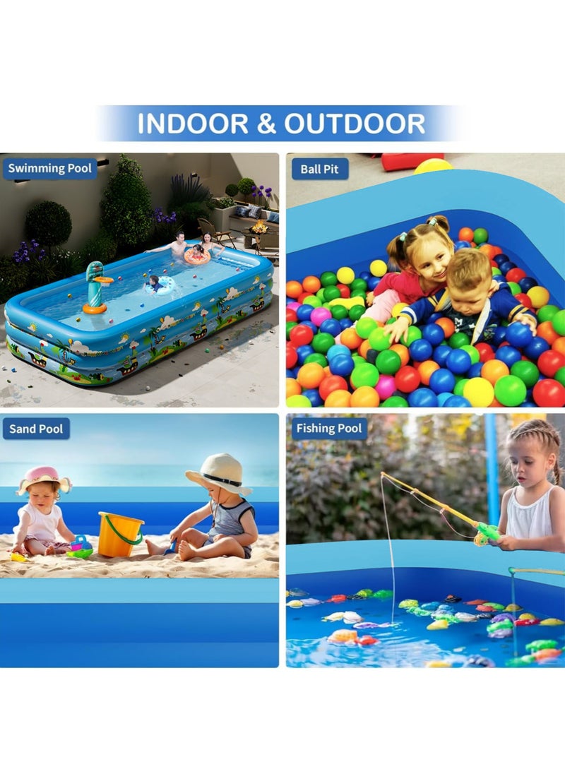 Paka Rabbit Rectangle Shape Inflatable Swimming Pool, Thickened Paddling Pool with Inflatable Safety Bubble Bottom, Durable Multifunctional Blow up Pool, Family Lounge Pool, Ideal Choice for Indoor Entertainment and Outdoor Activities  - Image 2