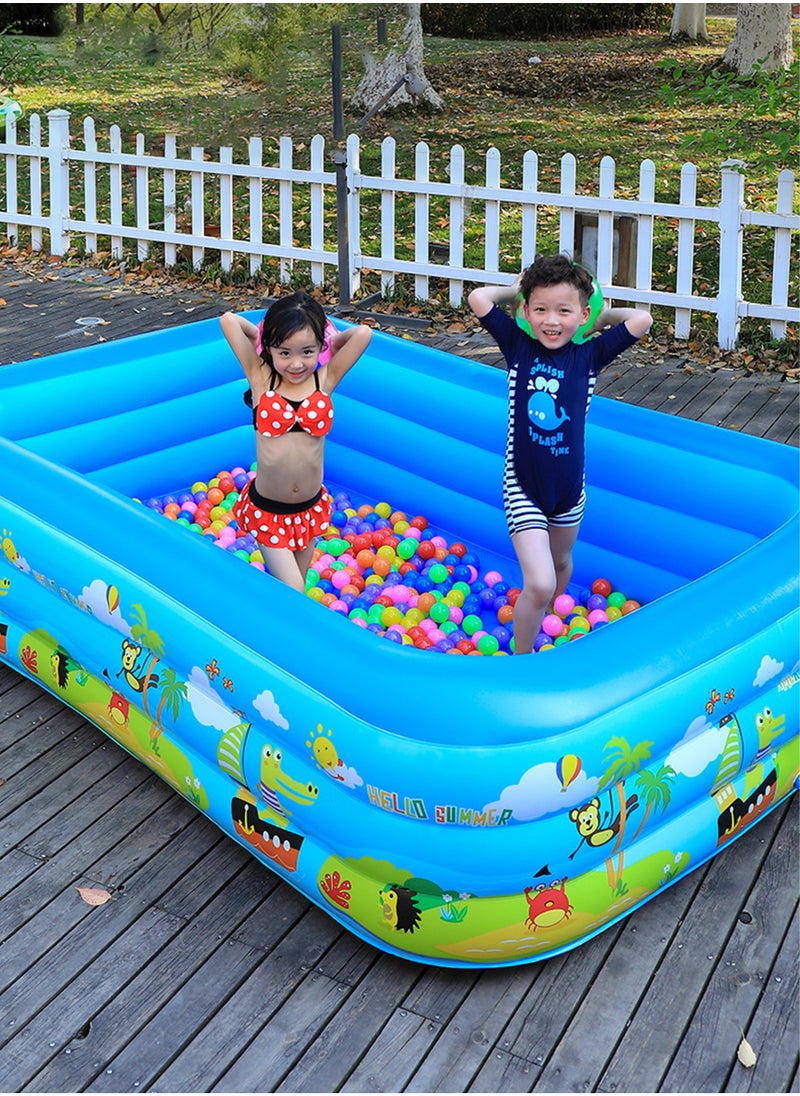 Rectangle Shape Inflatable Swimming Pool, Thickened Paddling Pool with Inflatable Safety Bubble Bottom, Durable Multifunctional Blow up Pool, Family Lounge Pool, Ideal Choice for Indoor Entertainment and Outdoor Activities