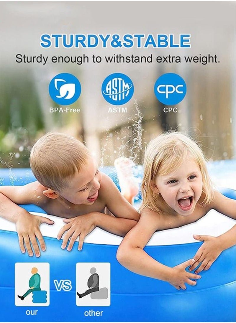 Rectangle Shape Inflatable Swimming Pool, Thickened Paddling Pool with Inflatable Safety Bubble Bottom, Durable Multifunctional Blow up Pool, Family Lounge Pool, Ideal Choice for Indoor Entertainment and Outdoor Activities