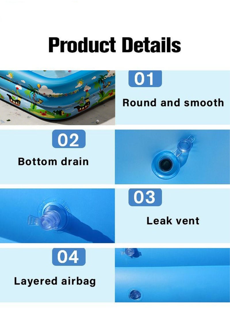 Rectangle Shape Inflatable Swimming Pool, Thickened Paddling Pool with Inflatable Safety Bubble Bottom, Durable Multifunctional Blow up Pool, Family Lounge Pool, Ideal Choice for Indoor Entertainment and Outdoor Activities