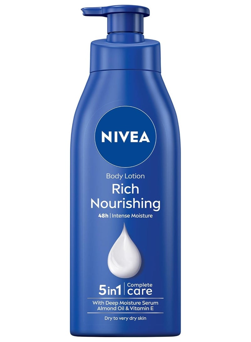 نيفيا عبوة من 2 لوشن للجسم للبشرة الجافة إلى الجافة جدًا، غني ومغذي، 5 في 1 عناية كاملة، ترطيب مكثف لمدة 48 ساعة، 2 × 400 مل - Image 3