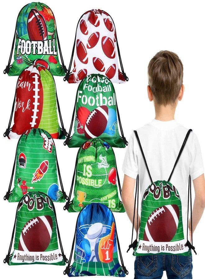 Woanger 30 Pcs Football Party Favors Bags Drawstring Football Gift Bags Fabric Print Candy Goodie Snacks Treat Backpacks for Sports Theme Birthday Party Supplies 10 x 11 Inch - Image 5