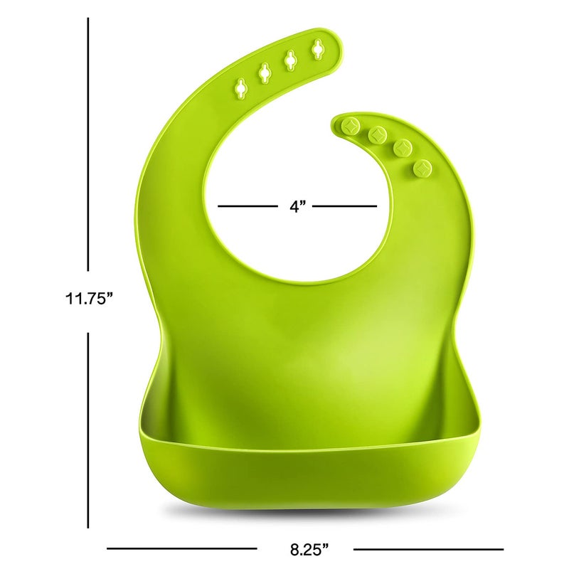PandaEar Set of 2 Cute Silicone Baby Bibs for Babies & Toddlers (10-72 Months) Waterproof, Soft, Unisex, Non Messy - Turquoise/Lime Green - Image 2