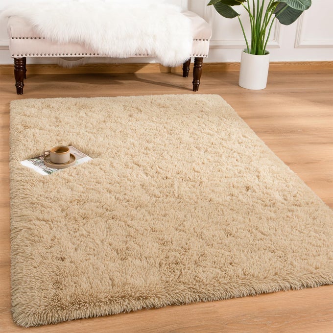 SOFT FLUFFY BEDROOM RUGS 3 X 5 FEET INDOOR SHAGGY PLUSH AREA RUG FOR BOYS GIRLS KIDS BABY COLLEGE DORM LIVING ROOM HOME DECOR FLOOR CARPET CAMEL