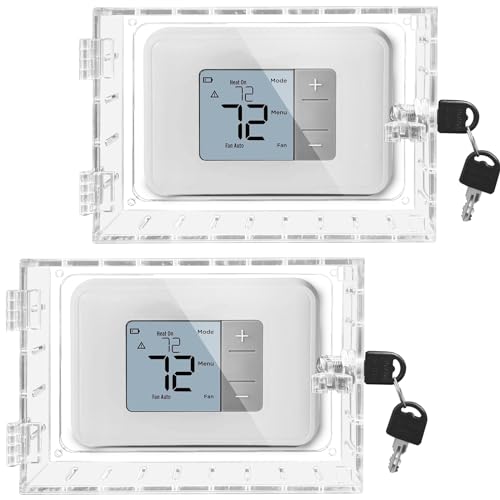 Young Dance 2PCS Large Thermostat Lock Box Cover with Key,Clear Thermostat Cover with Lock Fits Honeywell Thermostat On Wall,AC Lock Box Cover with Key Fits Thermostats 6.5" W x5.0 H or Smaller - Image 1