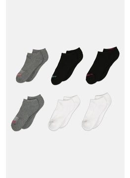 Reebok Women 6 Pairs Brand Logo Low Cut Socks, Black/White/Grey  - Image 1