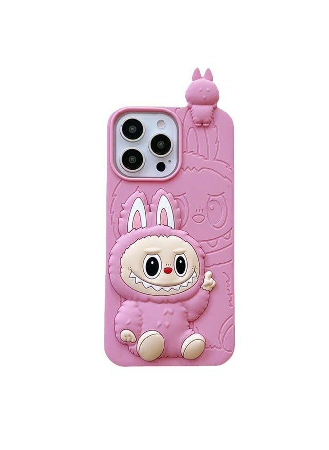 Cartoon lying three-dimensional Labubu is suitable for iPhone 15ProMax/15Pro anti-fall mobile phone protective cover