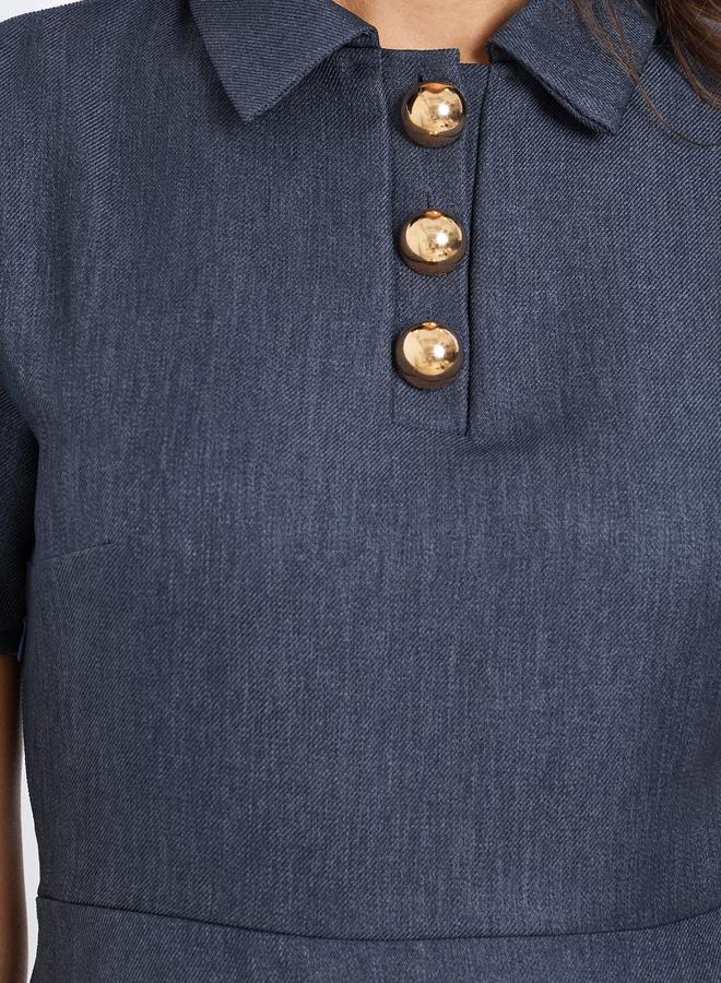 ستايلي فستان طويل بحافة واسعة وأكمام قصيرة - Image 4