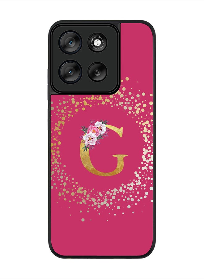 Stylizedd For Motorola Moto G56 Case,Slim fit Camera Protection, Shockproof Thin Phone cover  - Custom Monogram Floral - G ( Deep Pink ) - Image 1