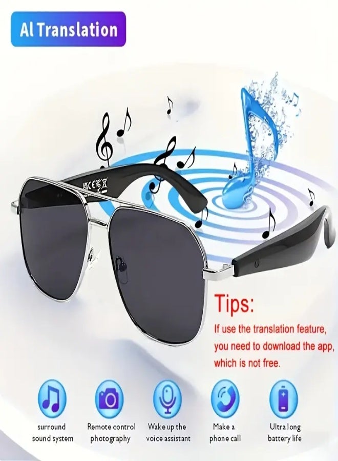 Smart Translator Glasses with Wireless Translation, Music  Recording Functions – Supports 118 Languages, Built-in Rechargeable Battery, Hands-Free Use for Home, Office, Business  Work - Black Lens - Image 3