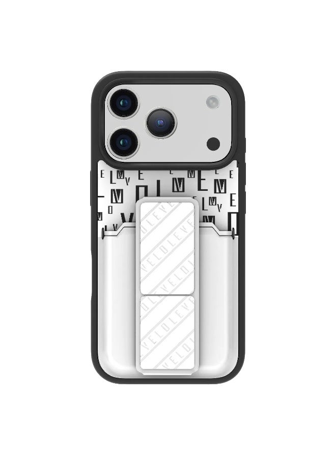 ليفيلو حافظة iPhone 17 Pro Max Morphix Gripstand مع حاملة بطاقات وحزام مغناطيسي للتثبيت / تثبيت آمن / قبضة بيد واحدة / حافة مقاومة للصدمات / غطاء خلفي بتصميم فاخر مع شعار مطبوع - فضي حجر - Image 1