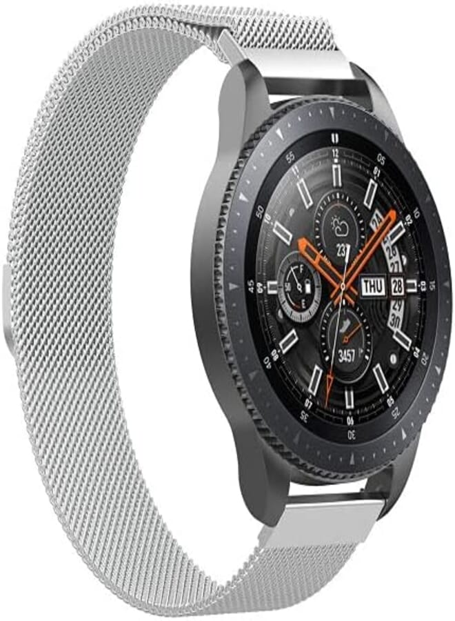 Bikson Milanese Loop Strap Wrist Band For Smart Watch Samsung Galaxy Watch 46mm / Huawei GT2 / Gear S3 Frontier and Classic / Honor Magic 2 / Fossil - 22mm - Sonic Silver