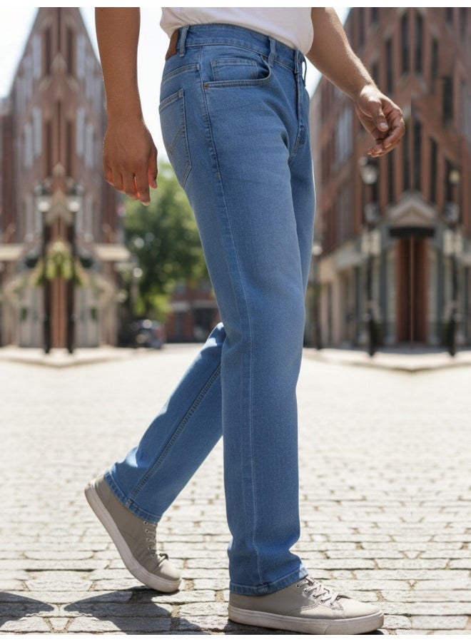 RIGO Blue Stretchable Straight Fit Jeans for Men - Image 3