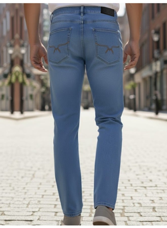 RIGO Blue Stretchable Straight Fit Jeans for Men - Image 2