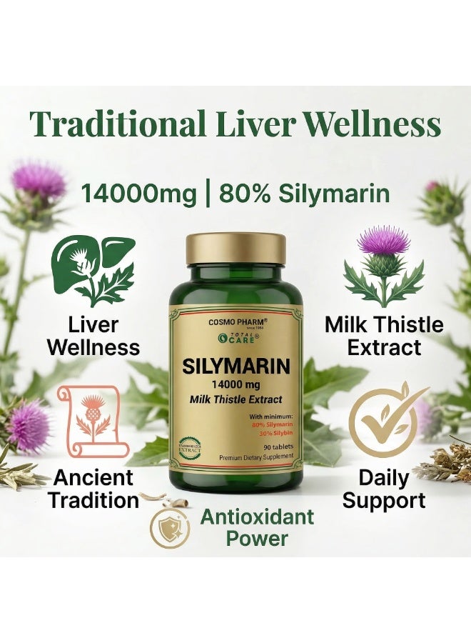 Cosmo Pharm Silymarin Milk Thistle 14000mg | Supports Normal Liver Function | 90 Tablets - Image 3