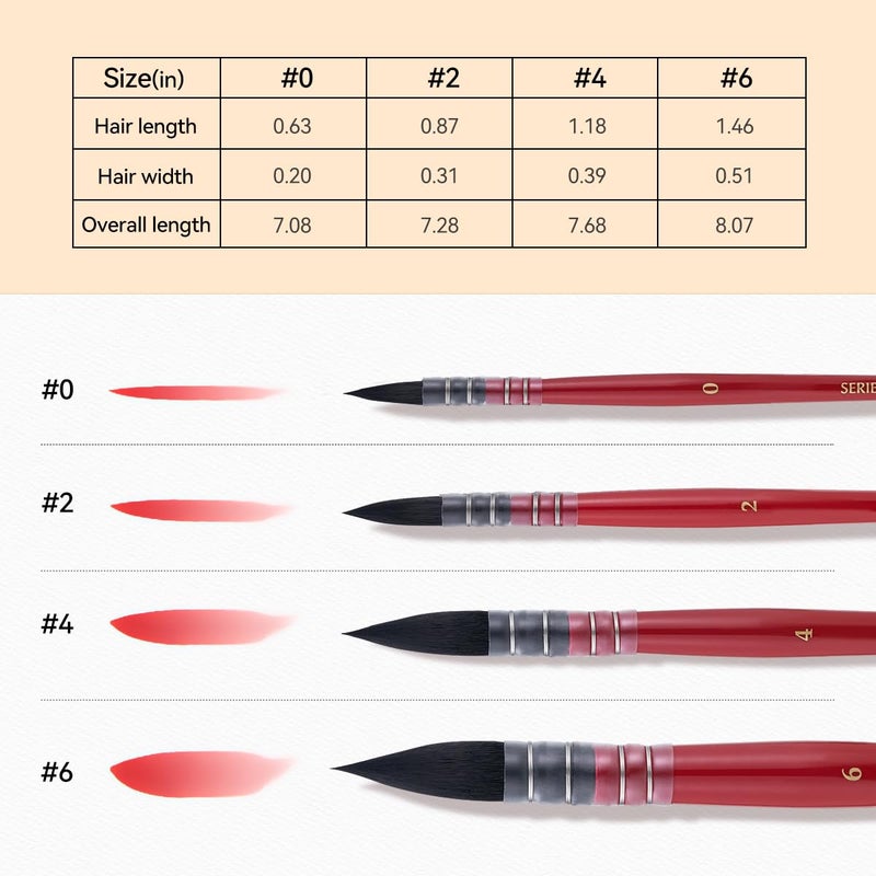 Lightwish Watercolor Brushes Set, Synthetic Squirrel Hair Paint Brushes kit for Artists, Adults, and Hobbists, Pointed Round Mop Brush for Watercolor, Gouache,4 Pcs - Image 2