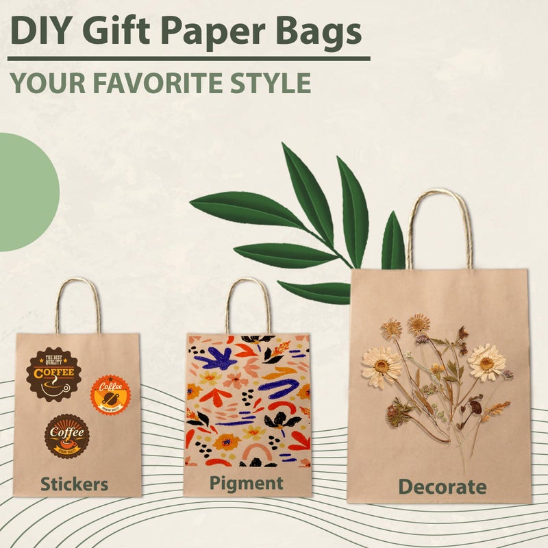Ginkgo 100 Pcs Paper Gift Bags with Handles, Medium Size Brown Paper Bags 8x4.25x10.25 Inch, Kraft Bag Bulk for Party, Favor, Holiday, Goodie, Grocery and Shopping - Image 3