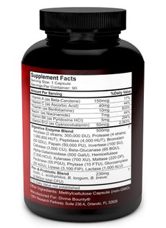 Divine Bounty Digestive Enzymes With Probiotics & Prebiotics Digestive Enzyme Supplements W Lipase Amylase Bromelain Support A Healthy Digestive Tract For Men And Women 90 Vegetarian Capsules  - Image 3