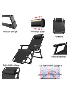 GGEROU Adjustable Zero Gravity Folding Reclining Lounge Chair with Adjustable Headrest Oversize Recliner Lounger Beach Chairs Foldable Beach Chair  - Image 3