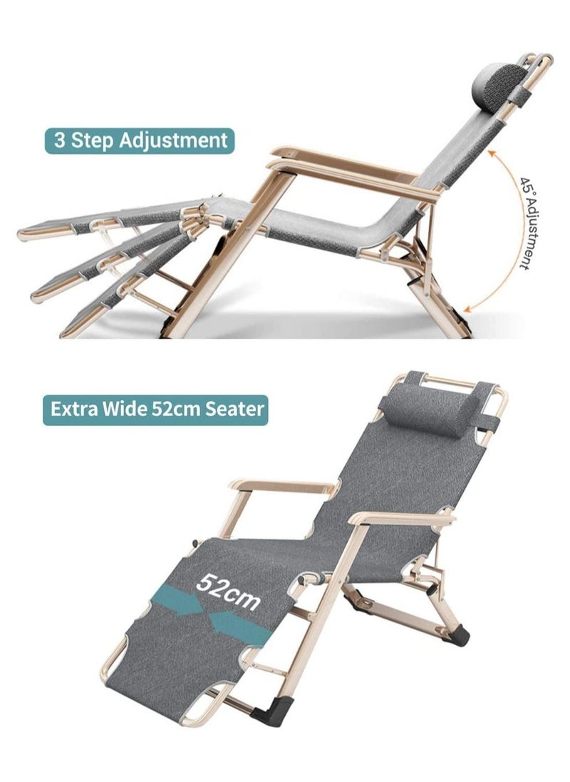GGEROU - Adjustable Zero Gravity Folding Reclining Lounge Chair with Adjustable Headrest Oversize Recliner Lounger Beach Chairs Foldable Beach Chair - Image 1