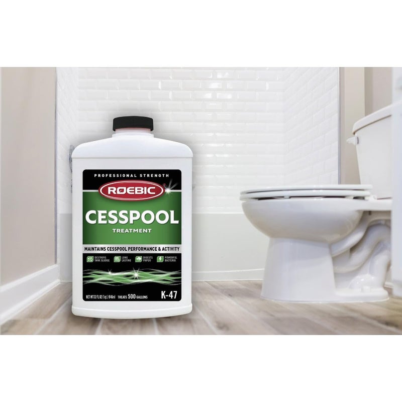 Roebic K-47-Q Cesspool Treatment: Prevents Clogging, Buildup, Exclusive Bacteria Digests Paper, Destroys Sludge - 32 Ounces, White/Green - Image 2