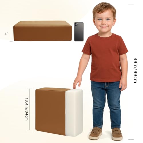 Eiury Toddler Booster Seat Dining Table Kitchen Chair, Waterproof Anti-Scratch PU Cushion, Non-Slip Bottom, Adjustable Buckle Straps, Easy Clean Portable Seat Cushion (Brown) - Image 5