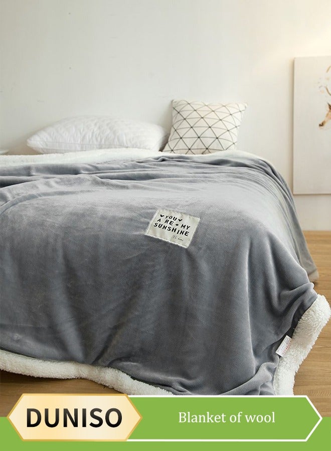 DUNISO Double Lamb Cashmere Bed Sofa Warm Wool Blanket,Air Conditioned Rooms Sofa Blanket Multifunctional Suitable for Bed Sofa Office and Travel All Seasons(180cm*200cm) - Image 1