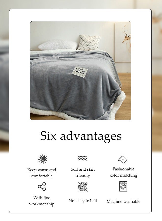 DUNISO Double Lamb Cashmere Bed Sofa Warm Wool Blanket,Air Conditioned Rooms Sofa Blanket Multifunctional Suitable for Bed Sofa Office and Travel All Seasons(180cm*200cm) - Image 4