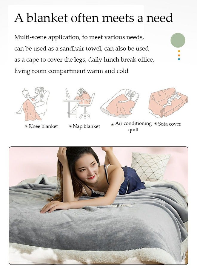 DUNISO Double Lamb Cashmere Bed Sofa Warm Wool Blanket,Air Conditioned Rooms Sofa Blanket Multifunctional Suitable for Bed Sofa Office and Travel All Seasons(180cm*200cm) - Image 5