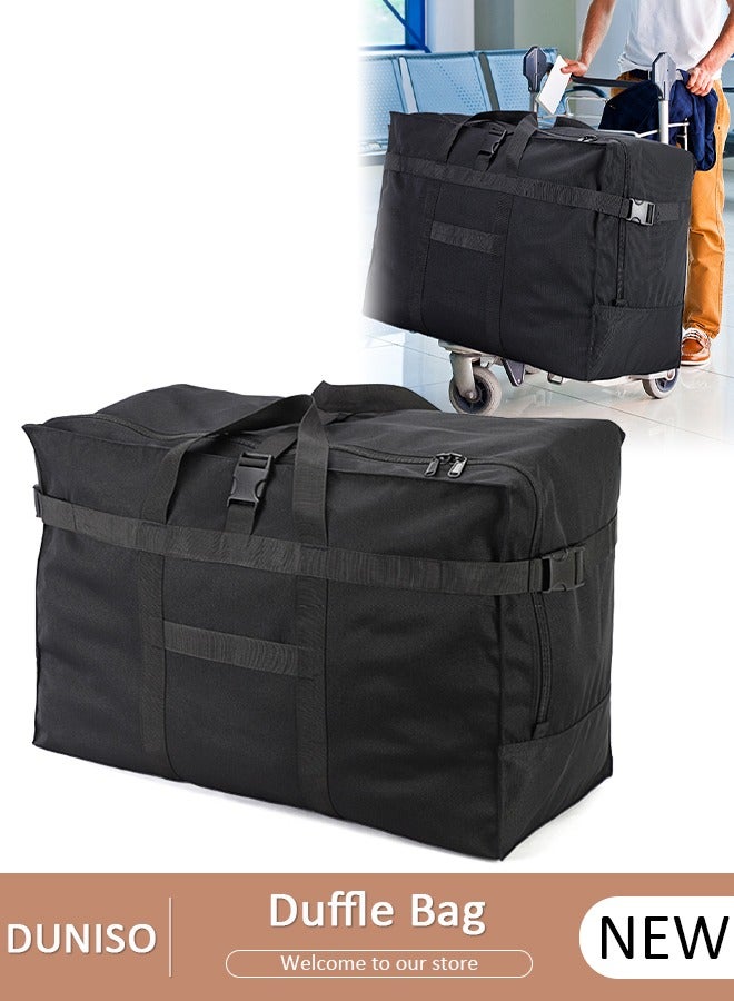 DUNISO Foldable Luggage Hand Travel Bag,Extra Large Storage Duffle Bag for Travel,Large Moving Bag with Zippers & Carrying Handles Heavy Duty Oxford Storage Bag  Reusable Bag for Books Quilt Toys Dorm College Moving Camping Hiking - Image 1