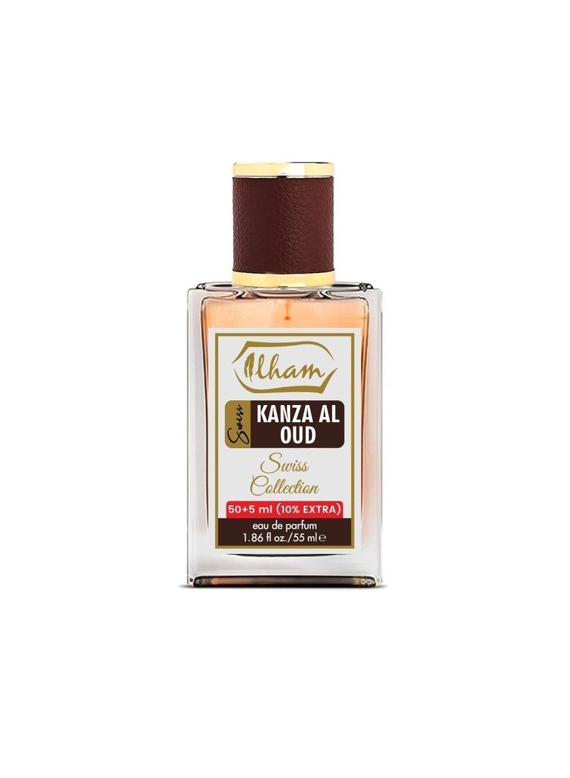 عطور إلهام  سويس كنز العود (50مل+5مل ) 10٪ إضافي – 55 مل إدو برفيوم للجنسين - Image 3