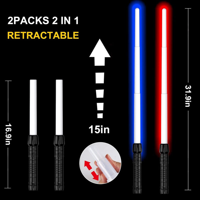 Solizan Light Up Saber with FX Sound, Light Sabers for Kids with Realistic Handle, Expandable Light Swords Set for Xmas Present, Galaxy War Fighters and Warriors, Halloween Dress Up Parties Costume - Image 5