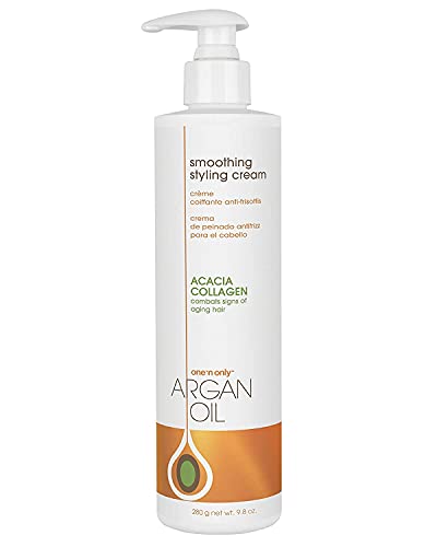 One n Only Argan Oil Smoothing Styling Cream Helps Protect Hair Color Eliminates Frizz Hydrates Adds Shine Definition and Texture for a Flexible Hold 98 Ounces