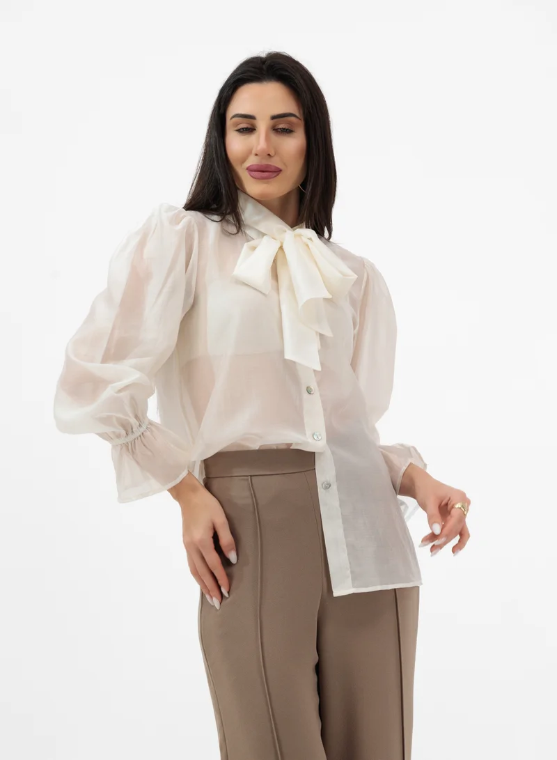Lalele ELEGANT CREAM BOW-TIE BLOUSE