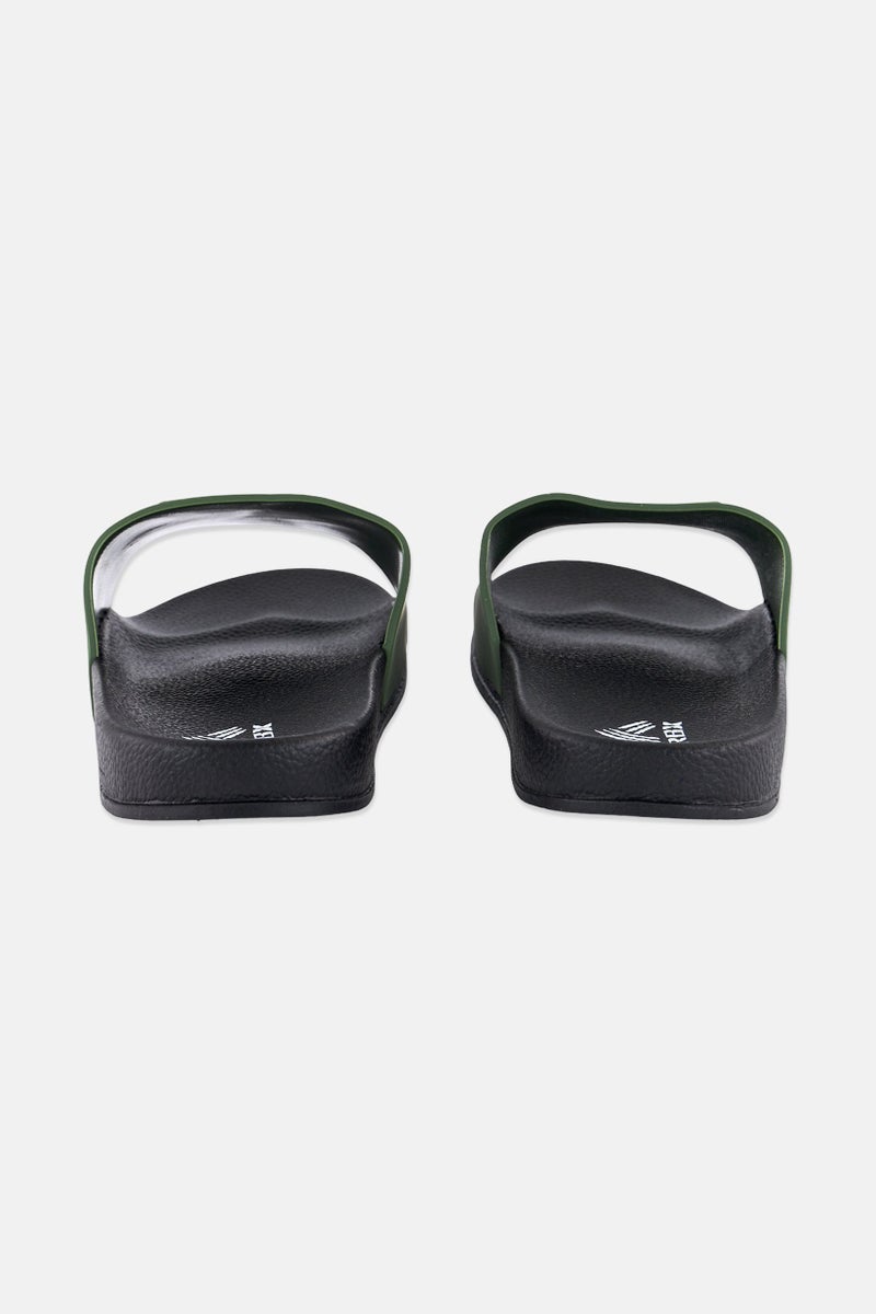 RBX Men Brand Logo Slip On Slides, Dark Olive  - Image 3