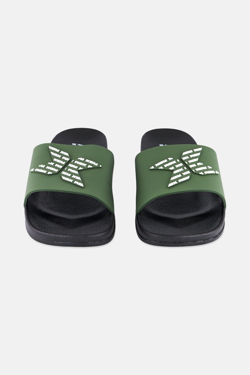 RBX Men Brand Logo Slip On Slides, Dark Olive  - Image 4