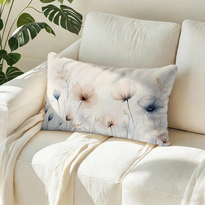 Identiy Watercolor Poppy Flowers Throw Pillow Cover 12x20 Inch Pack of 1, Blooming Floral Leaves Decorative Pillow Case, Lumar Cushion Pillow Cover for Home Sofa Couch Indoor Outdoor - Image 5