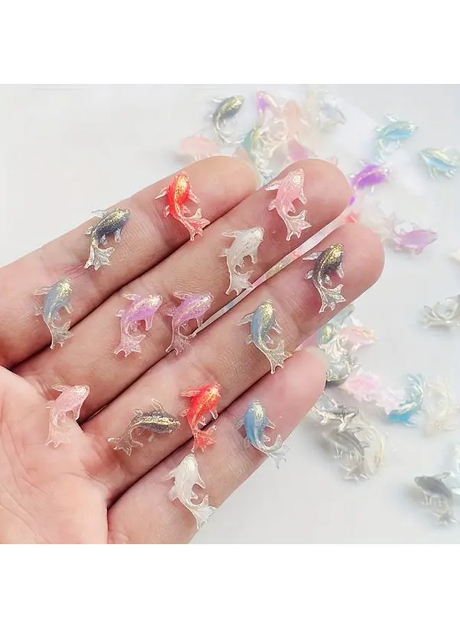 103 قطعة من تماثيل سمكة ذهبية صغيرة من الراتينج، موضوع المحيط، ظهر مسطح، ديكور DIY. - Image 1