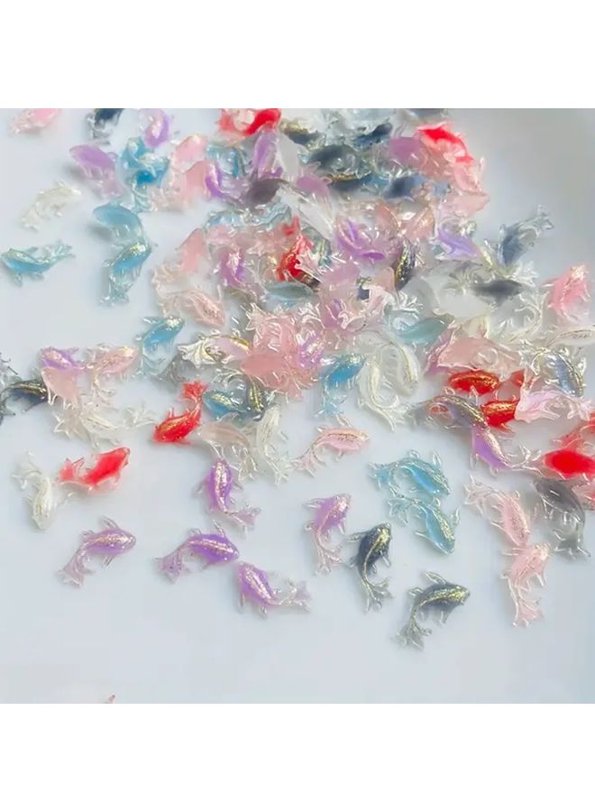103 قطعة من تماثيل سمكة ذهبية صغيرة من الراتينج، موضوع المحيط، ظهر مسطح، ديكور DIY. - Image 5