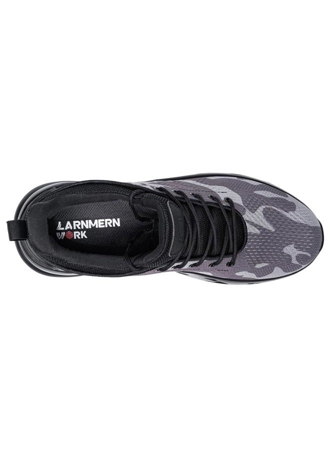 LARNMERN أحذية عمل للرجال غير قابلة للانزلاق، سهلة الارتداء، مقاومة للماء، أحذية رياضية للمشي، رمادي تمويه، 41 EU - Image 4