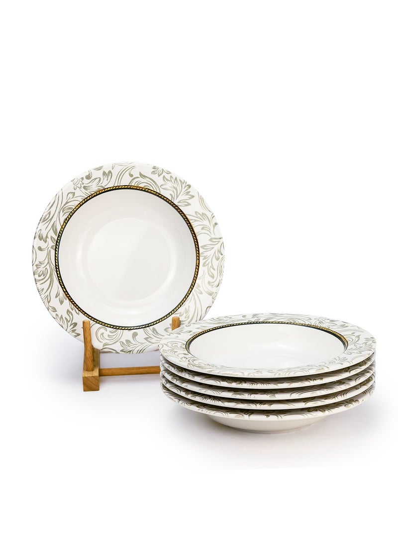 EDESSA Edessa Ceramic Elana 22Cm Round Soup Plate, White (Set of 6)  - Image 2
