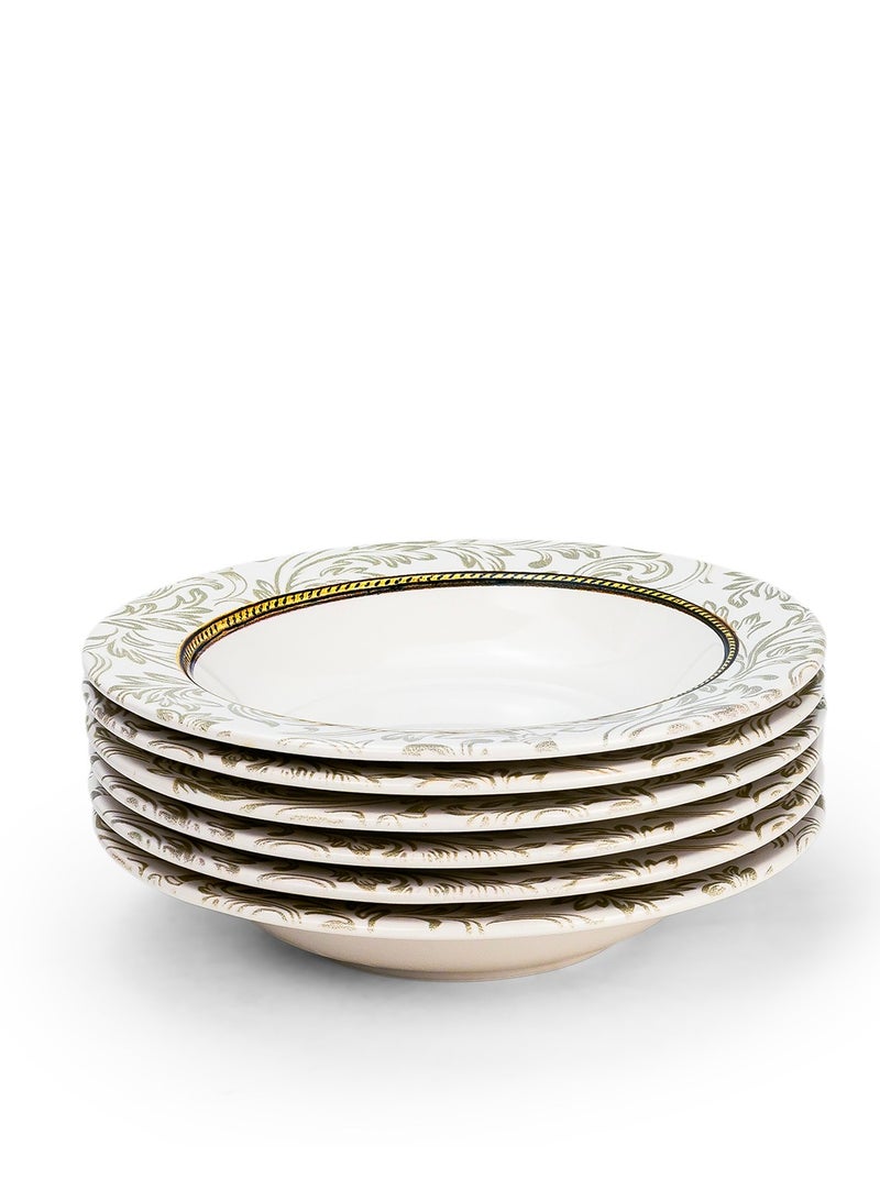 EDESSA Edessa Ceramic Elana 22Cm Round Soup Plate, White (Set of 6)  - Image 1