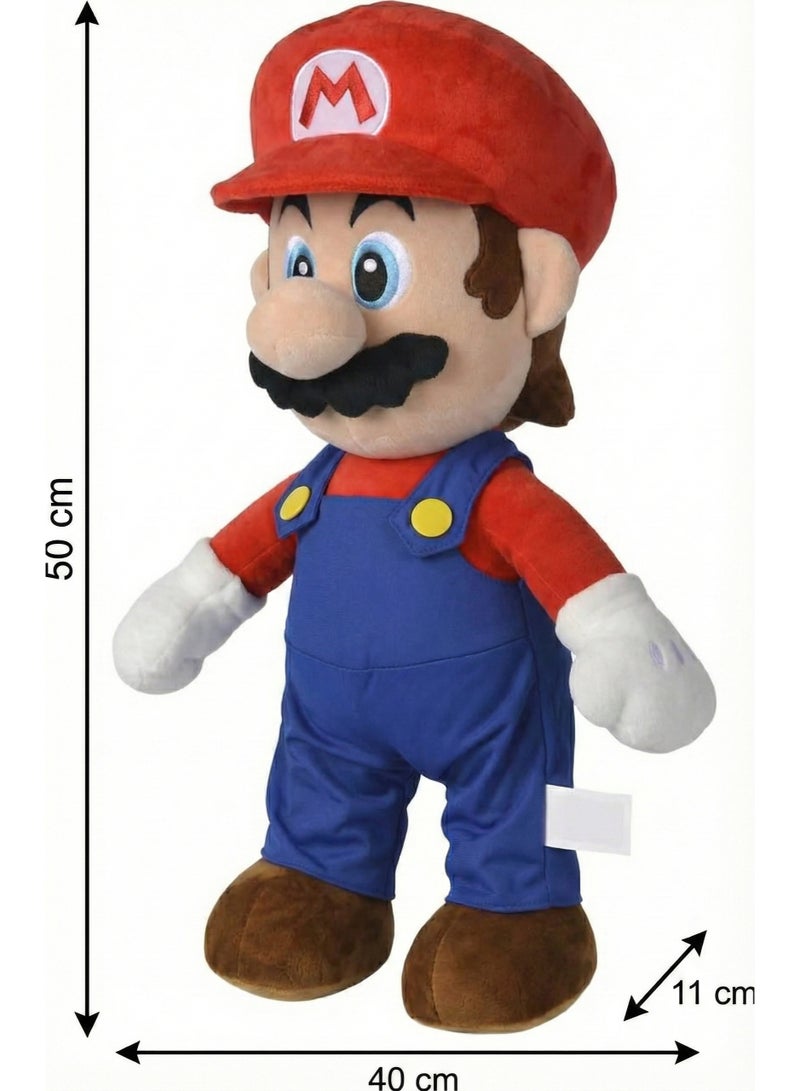 REZZOSS Plush Toy Super Mario Plush Toy 50cm – Large Soft Stuffed Animal Doll for Kids | Classic Nintendo Character Figure with Red Hat & Blue Overalls | Cuddly Bedtime Pillow Buddy | Best Birthday Gift for Boys & Girls 3+ - Image 2