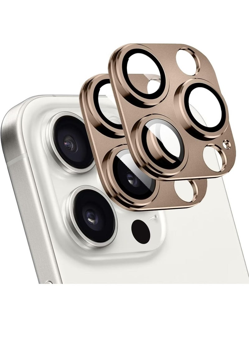 Raxoom (2 Pack) Camera Lens Protector for iPhone 16 Pro and iPhone 16 Pro Max – [Alloy Metal Camera Cover] + [Tempered Glass Screen Protector] (Desert Titanium) - Image 1