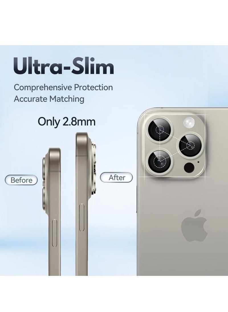 Raxoom (2 Pack) Camera Lens Protector for iPhone 16 Pro and iPhone 16 Pro Max – [Alloy Metal Camera Cover] + [Tempered Glass Screen Protector] (Desert Titanium) - Image 2