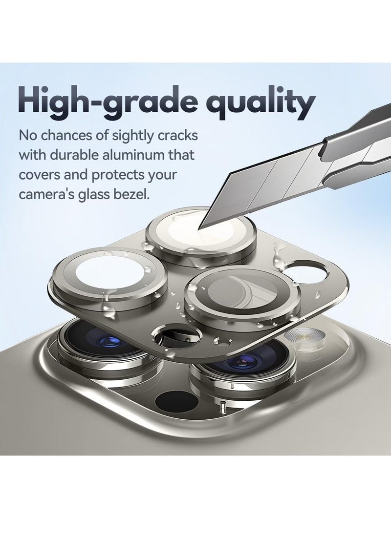 Raxoom (2 Pack) Camera Lens Protector for iPhone 16 Pro and iPhone 16 Pro Max – [Alloy Metal Camera Cover] + [Tempered Glass Screen Protector] (Desert Titanium) - Image 5