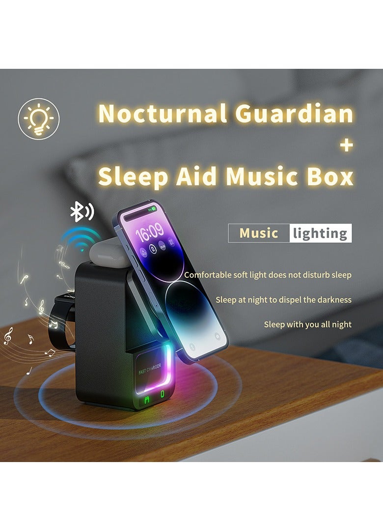 Bluetooth speaker 5 in 1 wireless charger 2024 new multi-function wireless charger suitable for Apple 161514 - Image 3