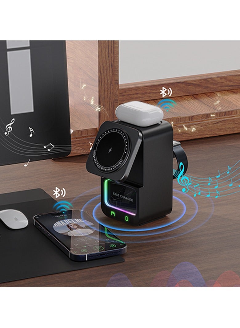 Bluetooth speaker 5 in 1 wireless charger 2024 new multi-function wireless charger suitable for Apple 161514 - Image 2